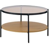 Unique Furniture Okrogla klubska mizica s stekleno mizno ploščo v naravni barvi ø 84 cm Hassel – Cene