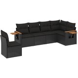  6-dijelni set vrtnih sofa s jastucima crni od poliratana | shoptok.hr