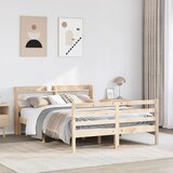 Maison Chic Posteljni okvir - Dvoposteljna postelja - Zakonska postelja z vzglavjem 150x200 cm trdna borovina, (21692745) | Shoptok.si