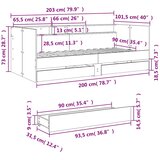  Dnevni krevet s ladicama bez madraca siva boja hrasta 90x200 cm | shoptok.hr