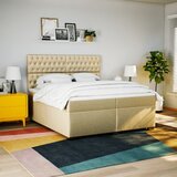  Krevet s oprugama i madracem krem 200 x 200 cm od tkanine | shoptok.hr