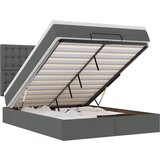 Maison Chic Otomanska Posteljni okvir - Dvoposteljna postelja - Zakonska postelja z vzmetnico & LEDs siv 140x200 cm blago-J239, (21763186) | Shoptok.si