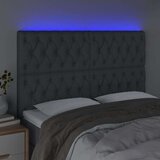 vidaXL LED posteljno vzglavje temno sivo 160x7x118/128 cm blago | Shoptok.si