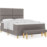vidaXL Krevet s letvicama s madracem i klupom Taupe 160x200 cm Tkanina | shoptok.hr