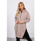 Kesi Insulated sweatshirt with side slits beige Cene