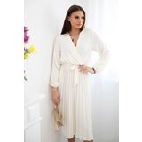 Kesi Włoski Dress tied with a pleated hem beige Cijene