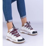 Gemre White women's sneakers with decorative lacing Grejs | Shoptok.si