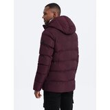 Ombre Men's winter jacket with unusual quilting - maroon | shoptok.hr