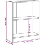 Polica za knjige crna 60 x 24 x 76 cm od konstruiranog drva | shoptok.hr