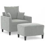  The Living Store Fotelj s stolčkom za noge svetlo siv 60 cm žamet - Kavč S Stolčkom Za Noge, (21448077) | Shoptok.si