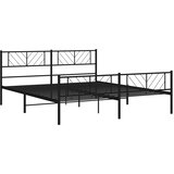Metalni okvir krevet bez madraca s podnožjem crni 180x200 cm | shoptok.hr