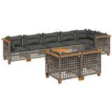 Maison Chic Seti vrtnega pohištva - Vrtna garnitura - Vrtni pohištvo set 9-delna z blazinami siv poli ratan, (21805094) | Shoptok.si