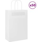 vidaXL Papirnate vrečke 50 kosov z ročaji bela 21x11x31 cm | Shoptok.si