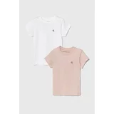 Calvin Klein Jeans Otroška bombažna kratka majica 2-pack roza barva