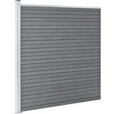 vidaXL WPC ograjni paneli 9 kvadratnih + 1 poševni 1657x186 cm sivi | Shoptok.si