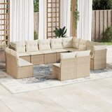  The Living Store Vrtna sedežna garnitura 12-delna z blazinami bež poli ratan - Vrtna Sedežna Garniture, (21476698) | Shoptok.si