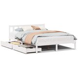 Maison Chic Posteljni Okvir - Dvoposteljna postelja brez vzmetnice bel 150x200 cm trdna borovina, (22082319) | Shoptok.si