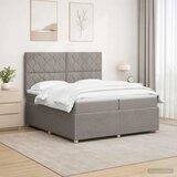  LED okvir za krevet s madracem Sivosmeđa 200 x 200 cm Tkanina - Sivosmeđa 200 x 200 cm Dizajn s rombovima | shoptok.hr