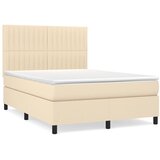  Krevet s oprugama i madracem krem 140x200 cm od tkanine | shoptok.hr