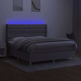  Box spring postelja z vzmetnico LED sv. siva 180x200 cm blago, (20788840) | Shoptok.si