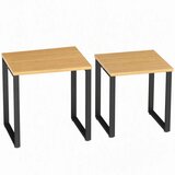  Set od 2 stolića za kavu stol za dnevni boravak s metalnim okvirom prirodna završna obrada | shoptok.hr