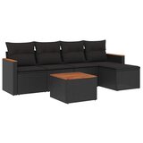  6-dijelni set vrtnih sofa s jastucima crni od poliratana | shoptok.hr
