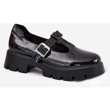 Boto Lacquered Women's Loafers With Buckle On Platform And Flat Heel Black Venda | Shoptok.si