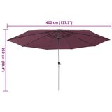  Vrtni suncobran s LED svjetlima 400 cm bordo | Eponuda.com