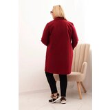 Kesi Włoski Elegant Plus Size women's coat with a collar and large pockets burgundy | shoptok.hr