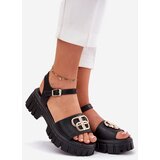 VINCEZA Women's Leather Sandals With Gold Detail | Shoptok.si