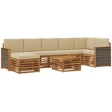 vidaXL Zunanja garnitura za sedenje z blazino 7 pcs Naravna, (5000281168) | Shoptok.si