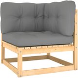 Maison Chic Vrtni kotni kavč - Zunanji kavč s sivimi blazinami trdna borovina, (22043778) | Shoptok.si