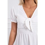 Kesi Dress with tied ecru V-neck | shoptok.hr