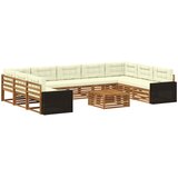  Set vanjskih sofa 10 kom. Prirodna i krem Čvrsto drvo akacije | shoptok.hr