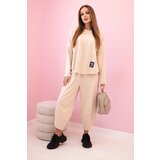 Kesi Włoski Cotton sweatshirt pants set dark beige | shoptok.hr