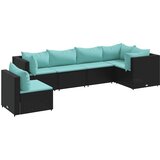  6-dijelna vrtna garnitura od poliratana s jastucima crna | shoptok.hr