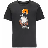 Jack Wolfskin Otroška bombažna kratka majica WOLF & VAN T B črna barva