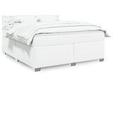 vidaXL Box spring postelja z vzmetnico bela 180x200 cm umetno usnje | Shoptok.si