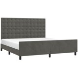 The Living Store Posteljni okvir z vzglavjem temno siv 160x200 cm žamet - Posteljni Okvir Z Vzglavjem, (21492919) | Shoptok.si