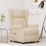  Električni naslonjač od tkanine s krilnim naslonom krem | shoptok.hr