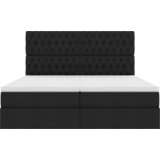 Krevet s od storage s uzglavljem Crna 200 x 200 cm Tkanina | Eponuda.com