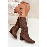 Zazoo Suede Cowboy Boots For Women With Heel Brown Karira | ePonuda.com