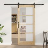 vidaXL Drsna vrata s kompletom opreme 'ORKDAL'Trd les in steklo, Notranja vrata s steklom 'ORKDAL'86x198,5x4 cm Trd les bor Cene