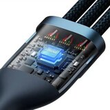 Baseus USB kabel 3v1 Flash Series II USB A na Micro + Lightning 8-pin + Type C 100W 1.2m modri | Shoptok.si