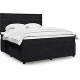 vidaXL Box spring postelja z vzmetnico črna 180x200 cm žamet Cene