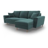 Cosmopolitan Design Petrolej zelena baršunasti sklopiva/s prostorom za odlaganje kutna garnitura Kyoto – | shoptok.hr