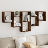 vidaXL Stenska polica dimljeni hrast 159x18x66 cm inženirski les | Shoptok.si
