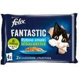FELIX Fantastic Losos v želeju + Morska plošča v želeju - vrečke za mačke - 4x85g, (21385631)