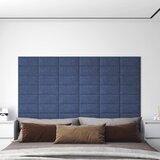 vidaXL Stenski paneli 12 kosov modri 30x15 cm blago 0,54 m² | Shoptok.si