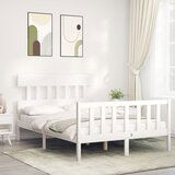 Maison Chic Posteljni okvir - Dvoposteljna postelja - Zakonska postelja brez vzmetnice bel 140x190 cm trdna borovina-J11342, (21772446) | Shoptok.si